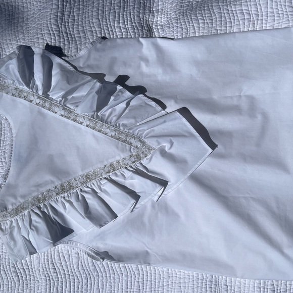 Mi Golondrina Valentina Ruffled V-Neck Sleeveless Top - White Size medium - Picture 7 of 11